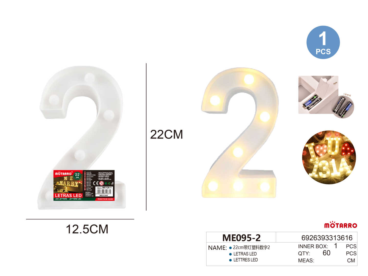 Led Number Light Sign 2 22cm – MOTARRO Online