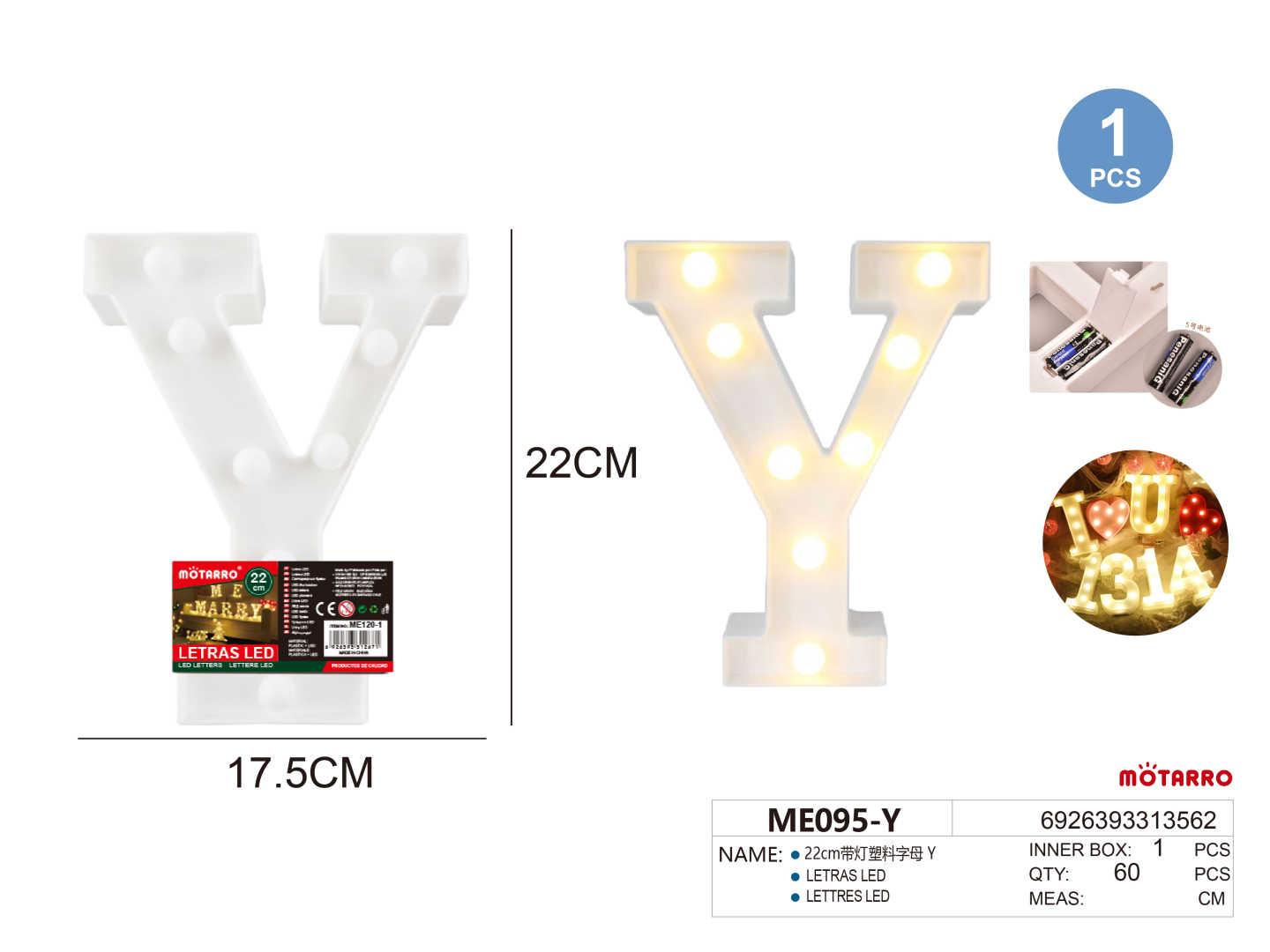 Led Letter Light Sign Y 22cm – MOTARRO Online